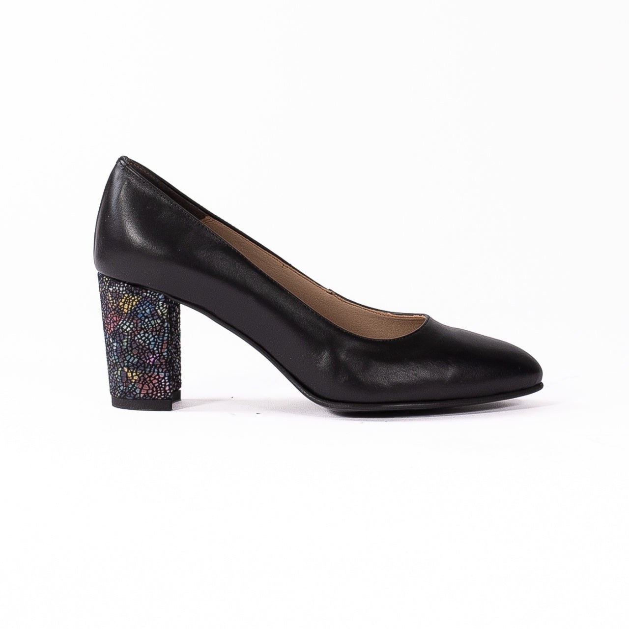 Pantofi dama eleganti 3015 negru toc colorat