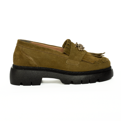 Pantofi dama casual FL kaki velur