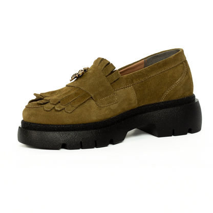 Pantofi dama casual FL kaki velur
