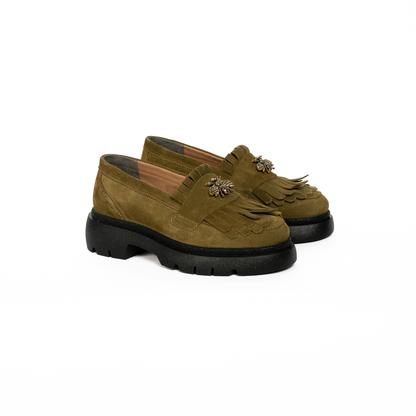 Pantofi dama casual FL kaki velur