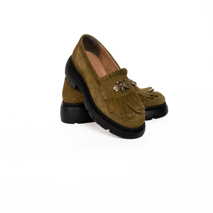 Pantofi dama casual FL kaki velur