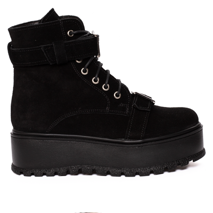 Ghete Dama Piele Intoarsa Platforma Negre 078