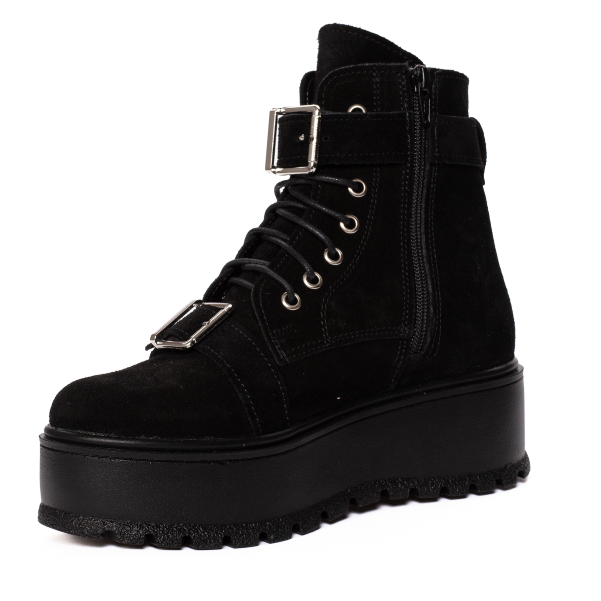 Ghete Dama Piele Intoarsa Platforma Negre 078