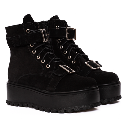 Ghete Dama Piele Intoarsa Platforma Negre 078