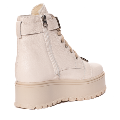 Ghete Dama Piele Naturala Platforma Beige 078