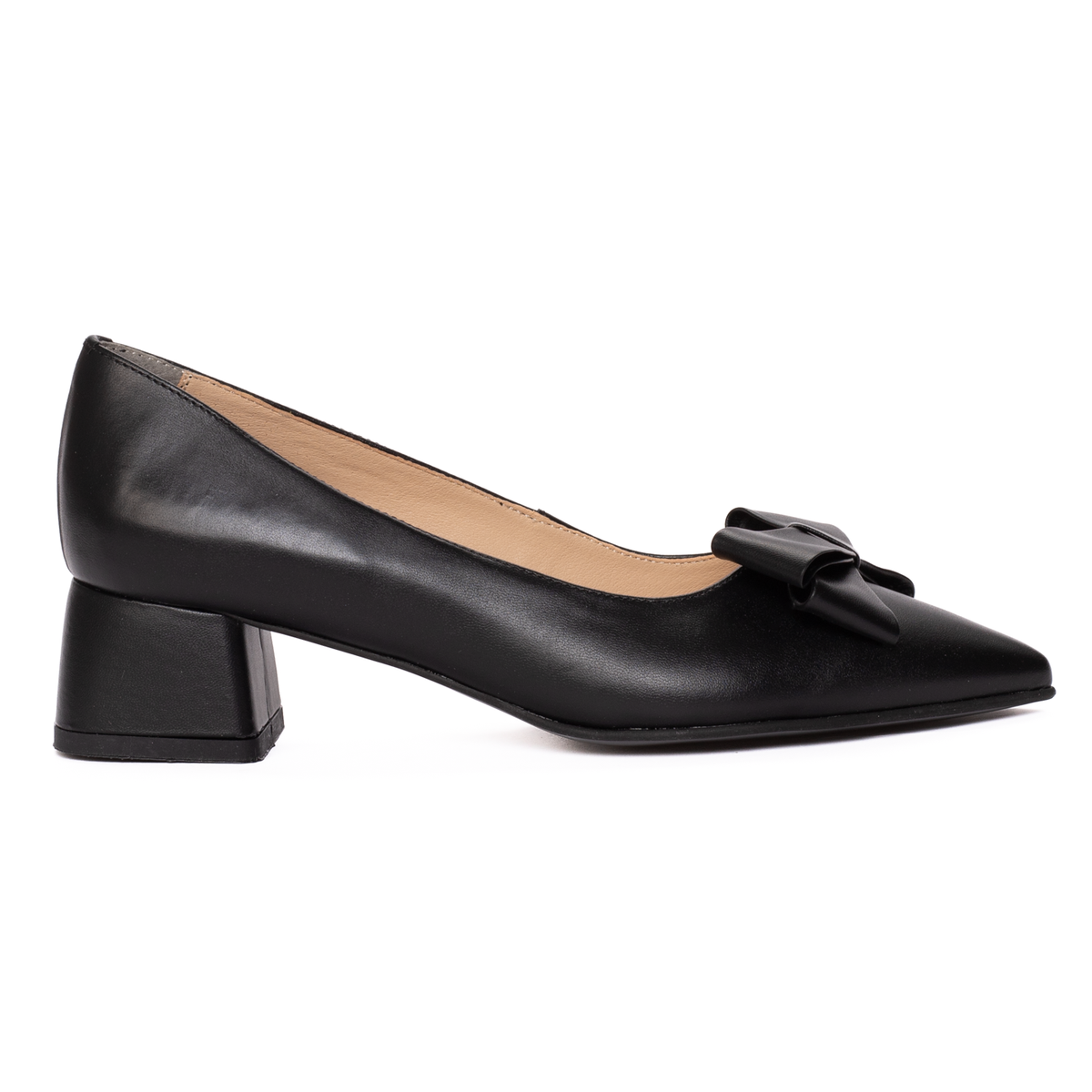 Pantofi Dama Piele Naturala Toc Gros Negri 1460