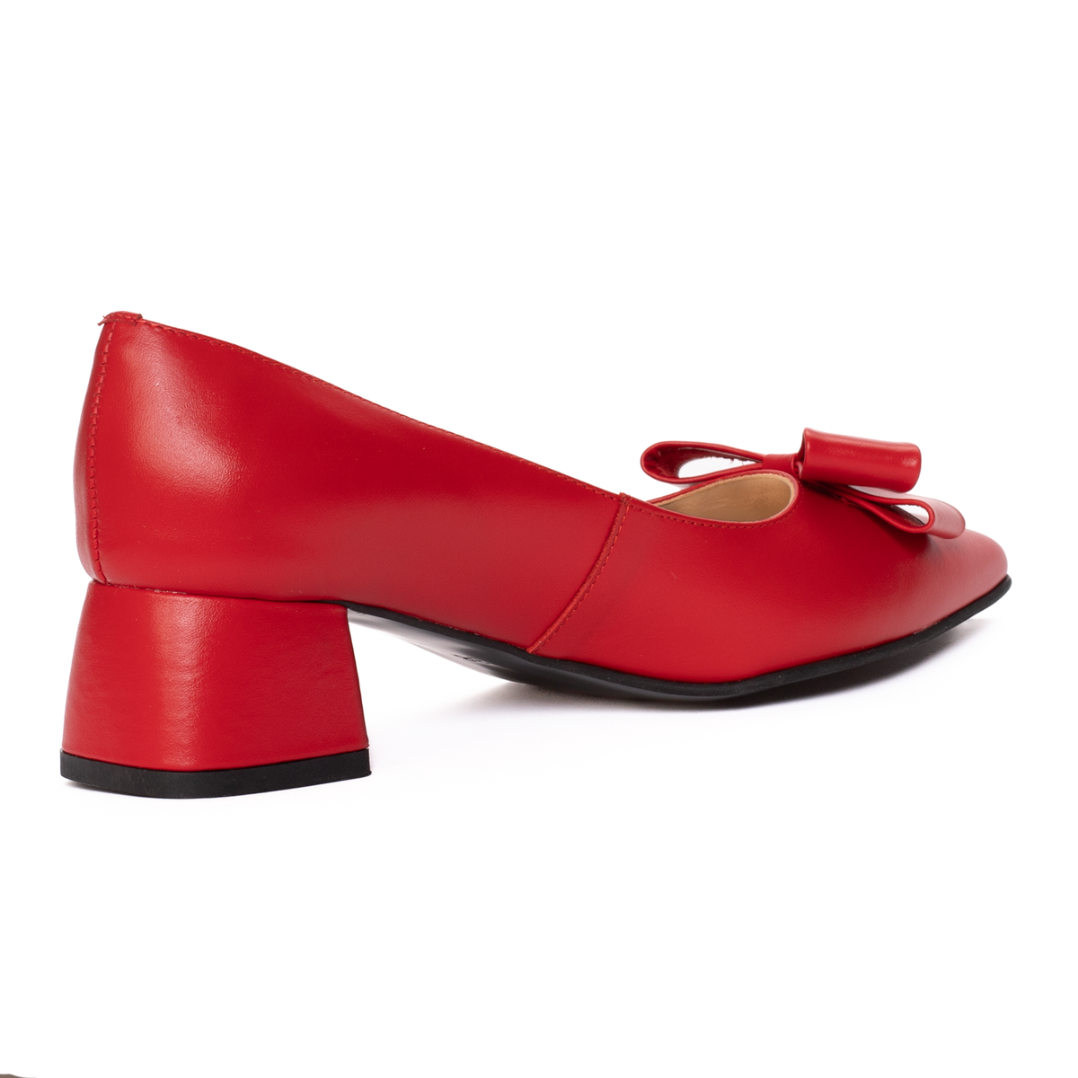Pantofi Dama Piele Naturala Toc Gros Rosii 1460