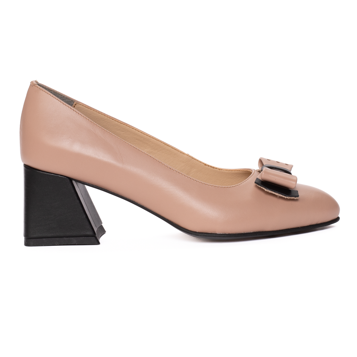 Pantofi Dama Piele Naturala Toc Gros Nude 5400