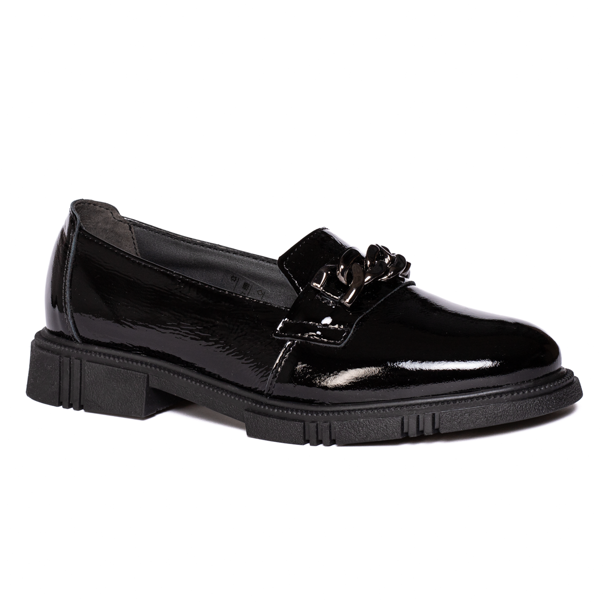 Mocasini Damă Piele Naturală Lăcuită - Negru Lena
