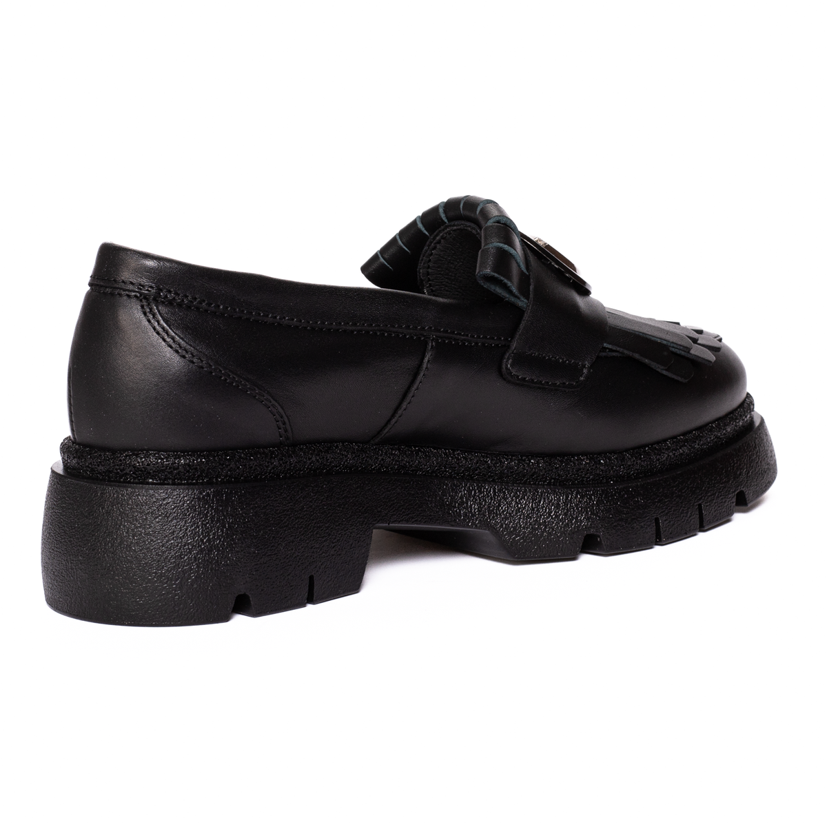 Mocasini Damă Piele Naturală cu Franjuri - Negru FL