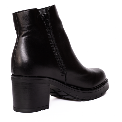 Ghete Damă Piele Naturală - Toc 6.5 cm , 086 negru