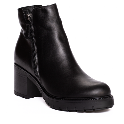 Ghete Damă Piele Naturală - Toc 6.5 cm , 086 negru