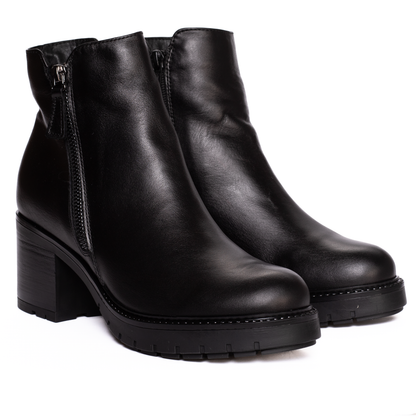 Ghete Damă Piele Naturală - Toc 6.5 cm , 086 negru