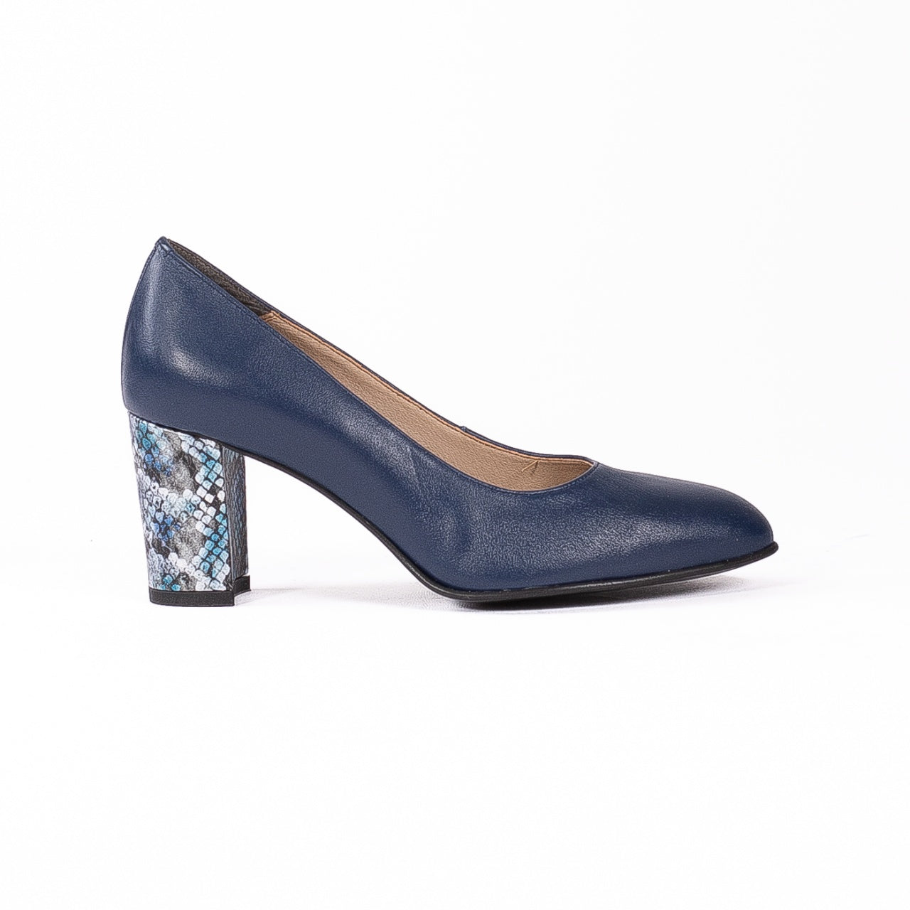 Pantofi dama 3015 albastru toc colorat