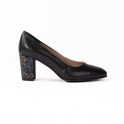 Pantofi dama eleganti 3015 negru toc colorat