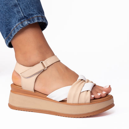 Sandale dama 724 bej-alb