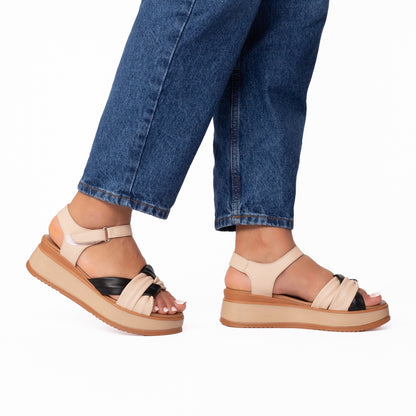 Sandale dama 724 bej-negru