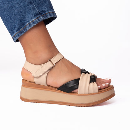 Sandale dama 724 bej-negru