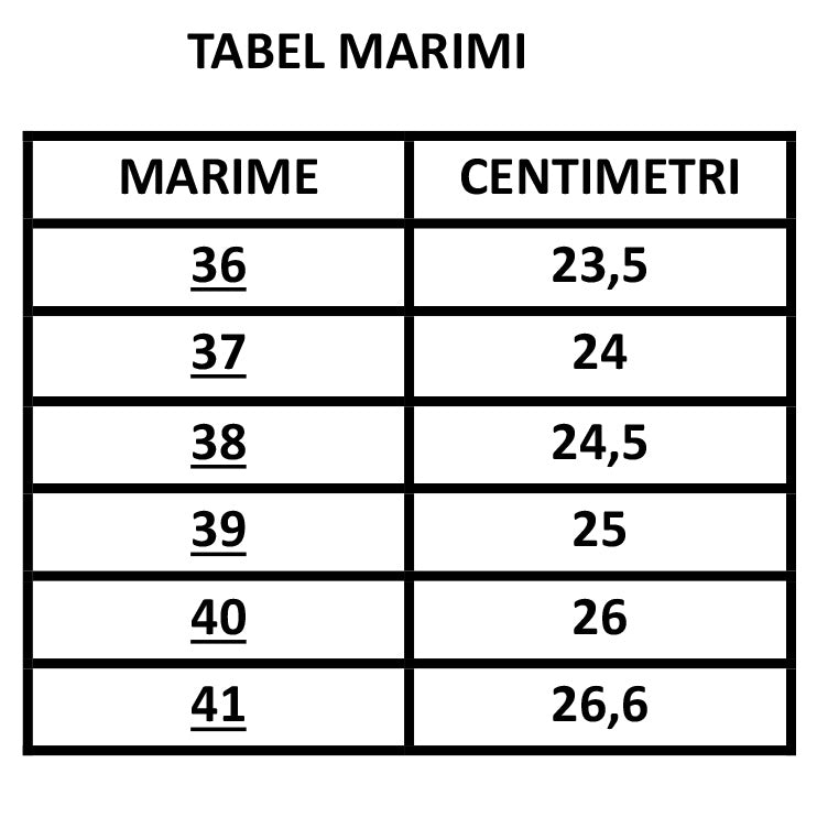Ghid mărimi Pantofi dama casual FL negru velur